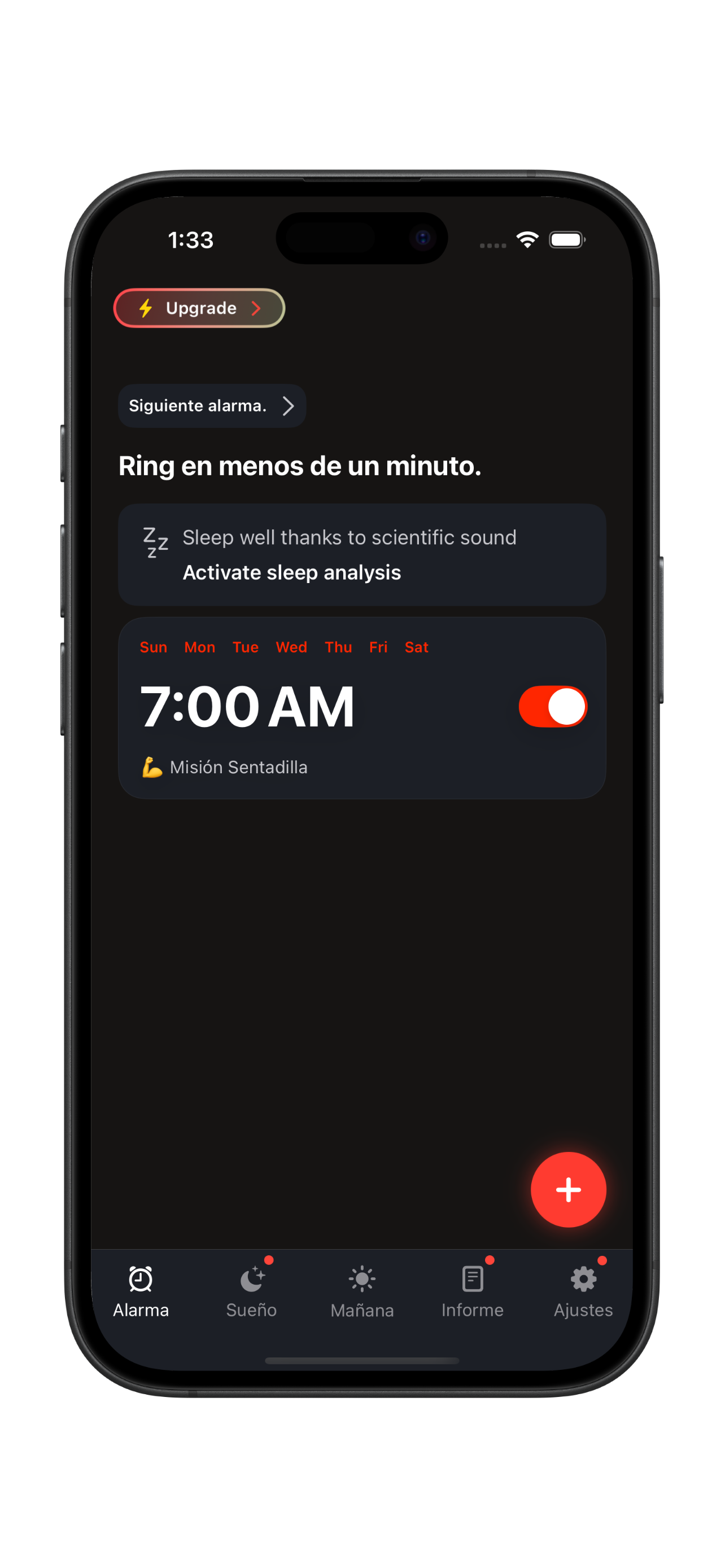 Mockup de la aplicación Alarm Champion